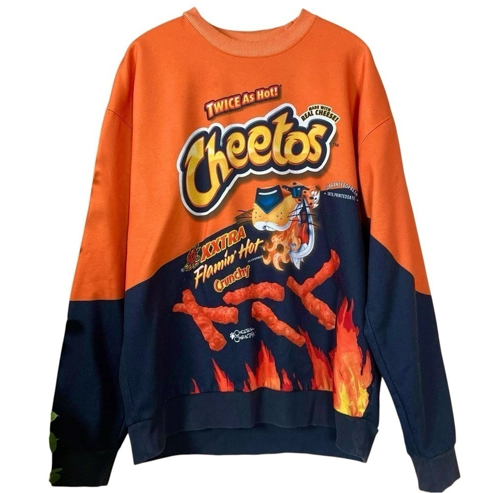 Cheetos Flamin' Hot Forever 21 Pullover Sweatshirt Retro Orange Black Size Large